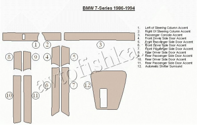 Декоративные накладки салона BMW 7 1986-1994 полный набор